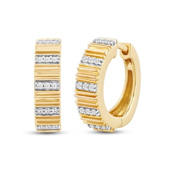 Jewelili Verifine Edra 18KT 2.5 micron over Sterling Silver and 0.15ctw
Diamond Huggie Earrings