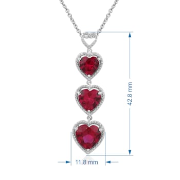 Jewelili Sterling Silver Created Ruby and White Diamond Pendant,
18" Cable Chain