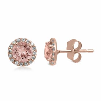 10K Yellow Gold 5 MM Round Morganite and Round Created White Sapphire
Stud Earrings