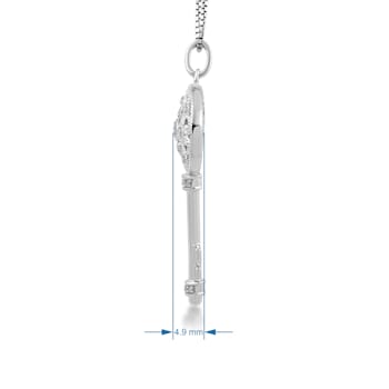 Jewelili Sterling Silver 1/10 Ctw White Round Diamond Key Pendant with
Box Chain
