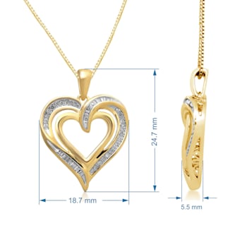 White Diamond 14K Yellow Gold Over Sterling Silver Heart Pendant 0.25 CTW