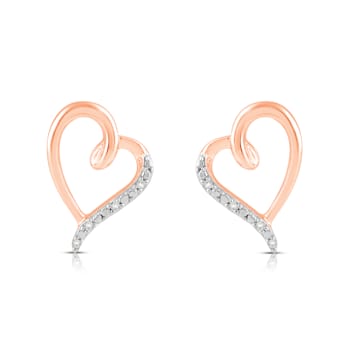 White Diamond 10K Rose Gold Earrings