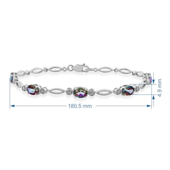 Jewelili Sterling Silver 7X5 MM Oval Shape Simulated Mystic Topaz
Bracelet, 7.5"