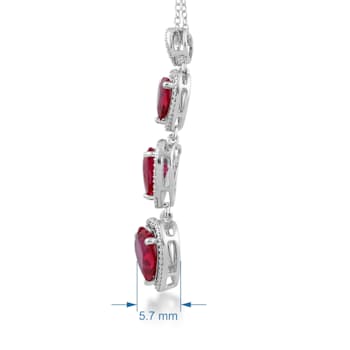 Jewelili Sterling Silver Created Ruby and White Diamond Pendant,
18" Cable Chain