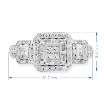 White Diamond 10K White Gold Engagement Ring 1.00Ctw.
