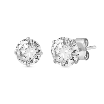 10K Gold 5 MM Round White Cubic Zirconia Stud Earrings