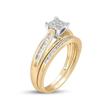 Natural White Diamond 10K Yellow Gold Bridal Ring 0.16 CTW