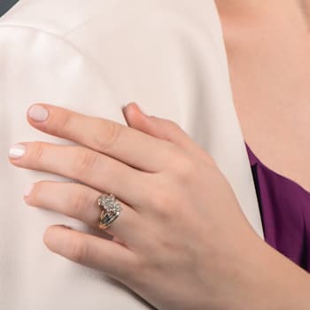 White Diamond 10K Yellow Gold Cluster Ring 0.50 CTW