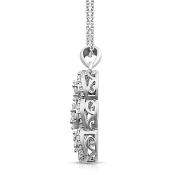 Jewelili Dog Tags Men's Pendant Necklace with Natural White Round Diamonds  in Sterling Silver 1/3 CTTW