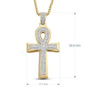 White Diamond 14K Yellow Gold Over Sterling Silver Men's Cross Pendant
0.50 CTW