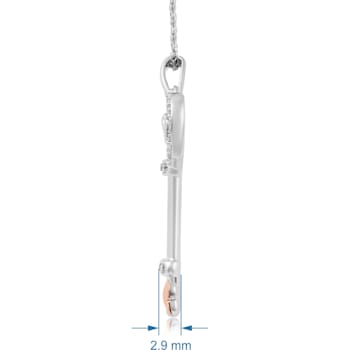 Jewelili Sterling Silver and 10K Rose Gold Diamond "Mom" Heart
Key Pendant, 18" Rope Chain