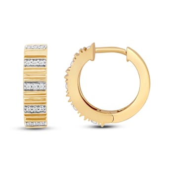 Jewelili Verifine Edra 18KT 2.5 micron over Sterling Silver and 0.15ctw
Diamond Huggie Earrings