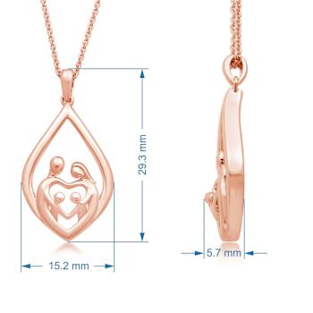 Jewelili 14K Rose Gold Over Sterling Silver Parent and 2 Children Family Pendant