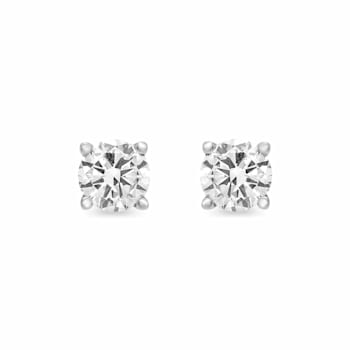 White Gold with 1/2 Ctw Natural White Round Diamond Stud Earrings