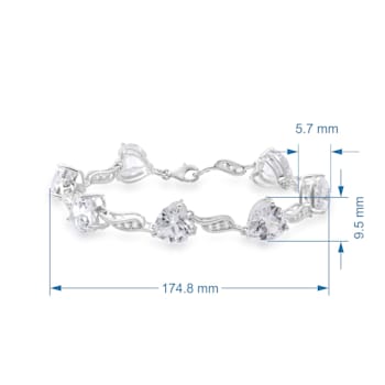 Created White Sapphire Sterling Silver Bracelet 10.87 CTW