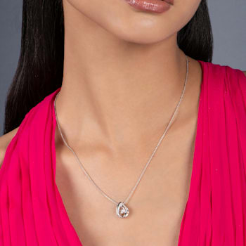 White Diamond Sterling Silver Drop Pendant 0.10 CTW