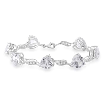 Created White Sapphire Sterling Silver Bracelet 10.87 CTW