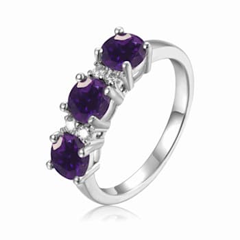 Sterling Silver Amethyst and Moissanite Ring