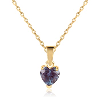 Lab Created Alexandrite 14K Yellow Gold Over Sterling Silver Heart Shape
Pendant With Chain