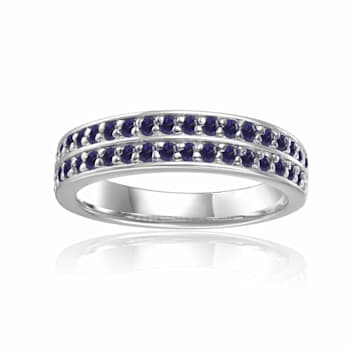 Sapphire Dual Eternity Ring in 925 Sterling Silver