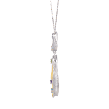 Mixed Gemstone 14K Yellow Gold Over Sterling Silver Pendant With Chain
