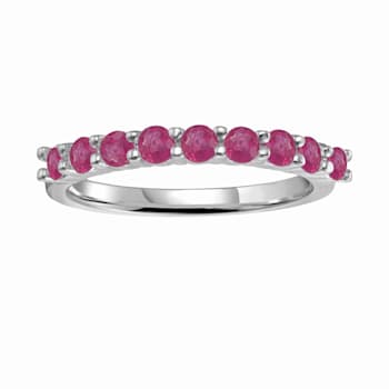 Stackable Sterling Silver Round Ruby Ring