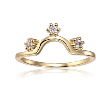 Crown All Natural White Sapphire Round cut Yellow Gold Plated Sterling
Silver Ring