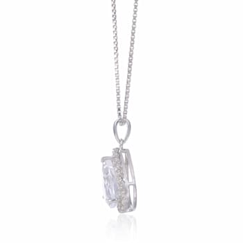 Classic White Topaz Pear Shaped Sterling Silver Pendant With Chain