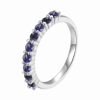 Stackable Sterling Silver Round Sapphire Ring