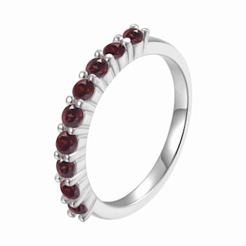 Stackable Sterling Silver Round Garnet Ring