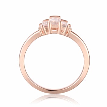 Rose Gold Plated Silver Baguette White Topaz Gemstone Ring