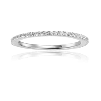 Dainty All Natural White Sapphire Round cut Sterling Silver Eternity Ring