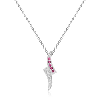 Petite Round Genuine Ruby and White Sapphire Sterling Silver Pendant
With Chain