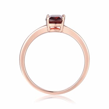 Cushion Garnet in Rose Gold plated Sterling Silver Solitaire Ring