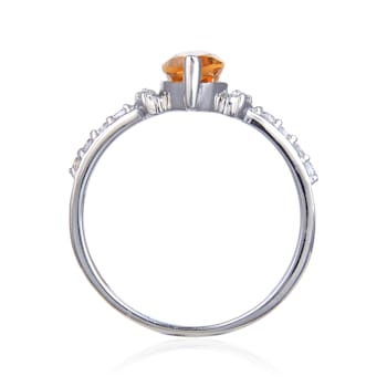 Sterling Silver Marquise Citrine White Topaz Ring