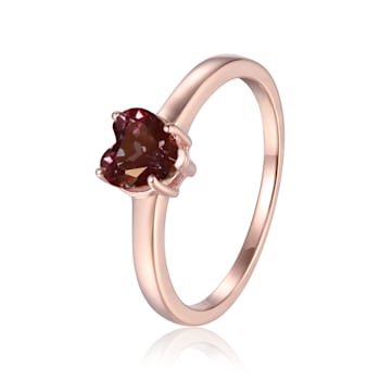 Heart Created Alexandrite Solitaire Ring in Rose Gold Plated Sterling Silver