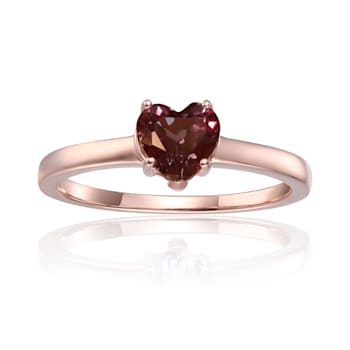 Heart Created Alexandrite Solitaire Ring in Rose Gold Plated Sterling Silver