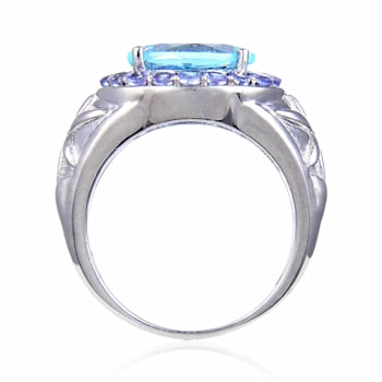 Sterling Silver Oval Blue Topaz Tanzanite Ring