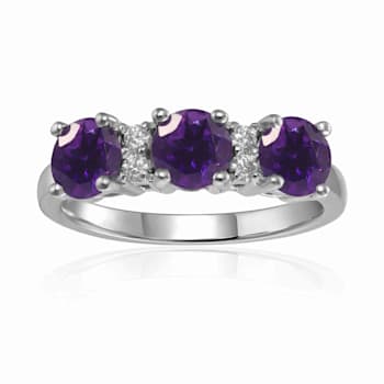 Sterling Silver Amethyst and Moissanite Ring
