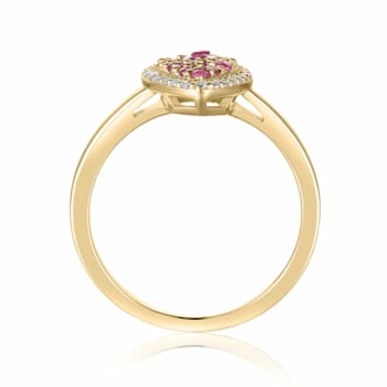 Ruby Heart Cocktail Ring in Yellow Gold Plated Sterling Silver