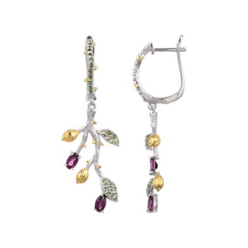 Artisan Rhodolite Garnet Nature Inspired Earrings