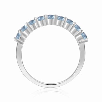 Stackable Sterling Silver Round Blue Topaz Ring