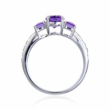 Classic Sterling Silver Oval & Square Amethyst Ring