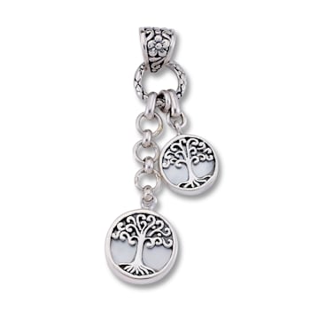 Sterling Silver Mother Of Pearl Tree Of Life Charm Pendant