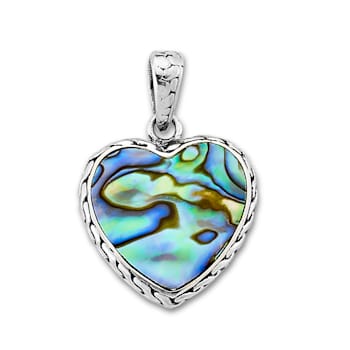 Sterling Silver Gems of the Sea Abalone Heart Pendant
