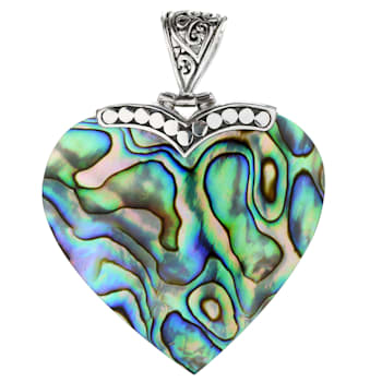 Sterling Silver Gems of the Sea Abalone Heart Pendant