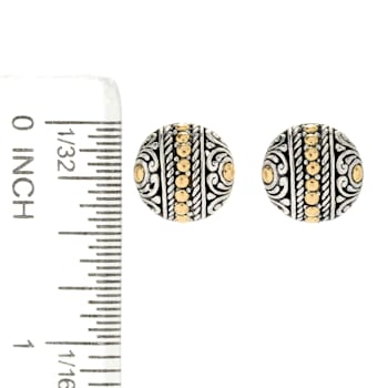 Sterling Silver And 18K Gold Balinese Design Stud Earrings