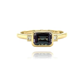 14K Yellow Gold Synthetic Alexandrite Ring