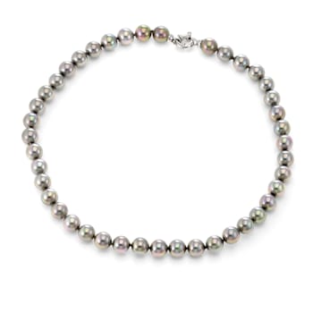 8mm Black Organic Man-Made Pearl Necklace