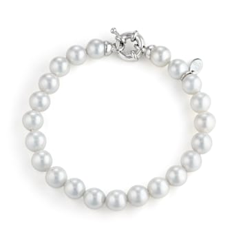 8mm White Organic Man-Made Pearl Bracelet